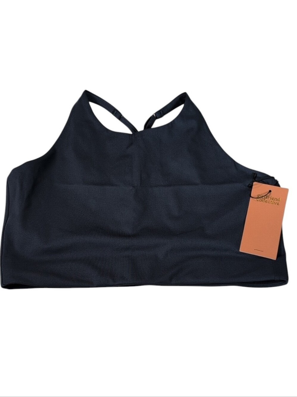Girlfriend Collective Topanga Halter Crop Top Navy Size 2XL